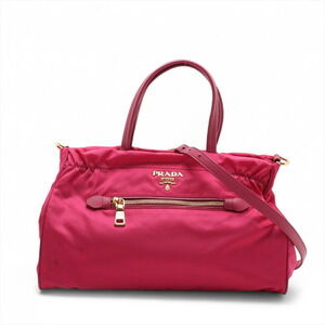 Prada Tessuto Nylon Leather Handbag Pink